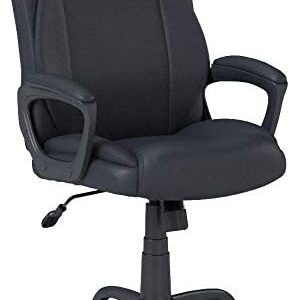 Amazon Basics Classic Puresoft PU Padded Mid-Back Height Adjustable Office Computer Desk Chair with Armrest, 26"D x 23.75"W x 42"H, Black